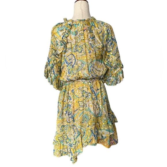 Shoshanna Giada Metallic Dot Floral Silk  Dress | Size 6 - Picture 12 of 12